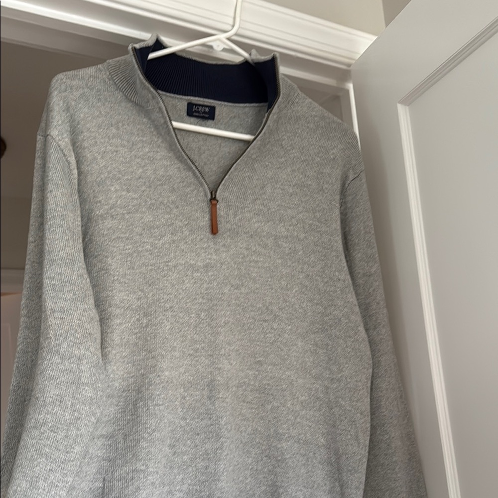 J. Crew Light Gray Zip-Up Sweater